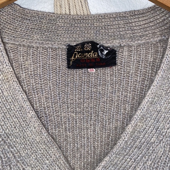 Vintage panda brand wool cardigan sweater womens small size 38 oatmeal grey - Picture 12 of 16